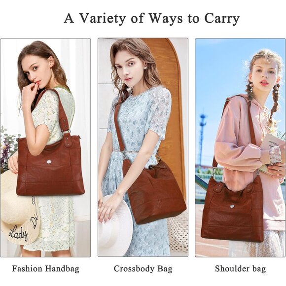 Hobo Purse Women Multi-Color Striped Leather Crossbody Shoulder Tote Bag - Picture 2 of 8